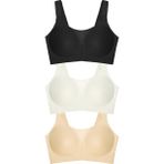 Cottonhill Seamless Bra - Forme | Lazer Kesim Dikişsiz Toparlayıcı Büyük Tüllü Beden Kadın Sütyen 3'lü Paket - 95C - Siyah - Ten