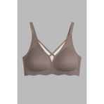 Cottonhill Seamless Bra - Liny | Kahverengi Lazer Kesim Dikişsiz Çizgi Desenli Dekolteli Kadın Sütyen - 85B