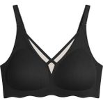 Cottonhill Seamless Bra - Liny | Siyah Lazer Kesim Dikişsiz Çizgi Desenli Dekolteli Kadın Sütyen - 75B