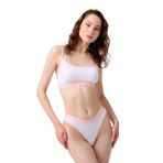 Cottonhill Underwear Beyaz Pamuklu Lastik Detaylı Ayarlanabilir Askılı Kadın Sütyen Takımı,Beyaz M