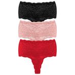 Cottonhill Underwear Dantelli Lastik Detaylı Yüksek Bel Kadın Tanga 3'lü Paket Külot