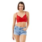 Cottonhill Underwear Kırmızı Puantiyeli Tüllü Ayarlanabilir Askılı Balenli Kadın Bralet Sütyen,Kırmızı 75