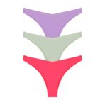 Cottonhill Underwear Lazer Kesim Kadın Brezilya Külot 3'Lü Paket-1,Renkli-1 L