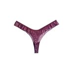 Cottonhill Underwear Mürdüm Çiçek Desenli Tül Kenarları Fırfırlı Tanga Külot,Mürdüm L