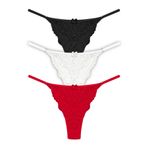 Cottonhill Underwear Önü Dantelli Tül Detaylı Kadın Tanga 3'lü Paket Külot - 2