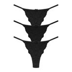 Cottonhill Underwear Önü Dantelli Tül Detaylı Kadın Tanga 3'lü Paket Külot - 4