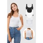Cottonhill Underwear Pamuklu Kalın Askılı Fitilli Kadın Atlet 3'Lü Paket,Renkli-1 (S)