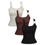 Cottonhill Underwear Pamuklu Kalın Askılı Fitilli Toka Detaylı Kadın Atlet 3'Lü Paket,Renkli-1 S