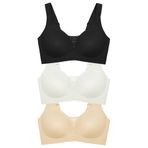 Cottonhill Underwear Seamless Bra - Balance | Lazer Kesim Taşlı Dikişsiz Toparlayıcı Büyük Beden Kadın Sütyen 3'Lü Paket,Renkli-1 90C