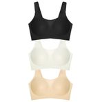 Cottonhill Underwear Seamless Bra - Forme | Lazer Kesim Dikişsiz Toparlayıcı Büyük Tüllü Beden Kadın Sütyen 3'Lü Paket,Renkli-1 90C
