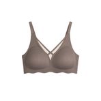 Cottonhill Underwear Seamless Bra - Liny | Kahverengi Lazer Kesim Dikişsiz Çizgi Desenli Dekolteli Kadın Sütyen,Kahverengi 80B