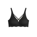 Cottonhill Underwear Seamless Bra - Liny | Siyah Lazer Kesim Dikişsiz Çizgi Desenli Dekolteli Kadın Sütyen,Siyah 80B
