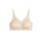 Cottonhill Underwear Seamless Bra - Liny | Ten Lazer Kesim Dikişsiz Çizgi Desenli Dekolteli Kadın Sütyen,Ten 80B