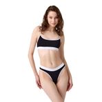 Cottonhill Underwear Siyah Pamuklu Lastik Detaylı Ayarlanabilir Askılı Kadın Sütyen Takımı,Siyah M