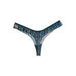 Cottonhill Underwear Tenan Yeşili Çiçek Desenli Tül Kenarları Fırfırlı Tanga Külot,T.Yeşili M