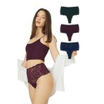 Cottonhill Underwear Yüksek Bel Tanga Külot Dantelli Lastik Detaylı Günlük Kullanıma Uygun, CH 6019