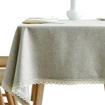CottonLinen Yuvarlak Masa Örtüsü Paslanmaz Yemek Masaları, Kahve Masaları, Balkonlar ve Bahçeler için Gri 140 x 220 cm Zarif Ev Dekoru Temel