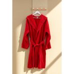 Cottonverse Kapüşonlu Bornoz – %100 Pamuk , Unisex - S - M - Kırmızı