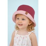 CottoVera Çift Taraflı Keten Bucket Şapka | Hafif, Şık ve Dayanıklı - Bordo - Pudra - 1 - 3 Yaş