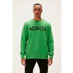 Counter Crewneck Yeşil Baskılı Erkek Sweatshirt
