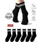COUSEN 6 Çift Pamuklu Kolej Çorap | Çemberli | Siyah | Günlük | Comfort | Egzersiz | Fitnes | Spor - Standart