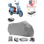 Coverall Arora Cappucino 125 Arka Çanta Uyumlu (Gri) Motorsiket Brandası Motor Örtüsü Çadır Su Geçirmez Motosiklet Kılıfı Motor Brandası - Gri- Arka Çanta UYUMLU