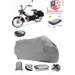 Coverall Mobylette Classic 3500 Arka Çanta Uyumlu (Gri) Motorsiket Brandası Motor Örtüsü Çadır Su Geçirmez Motosiklet Kılıfı Motor Brandası - Gri- Arka Çanta UYUMLU