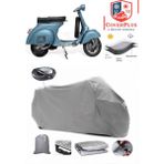 Coverall Piaggio Vespa 150 Arka Çanta Uyumlu (Gri) Motorsiket Brandası Motor Örtüsü Çadır Su Geçirmez Motosiklet Kılıfı Motor Brandası - Gri- Arka Çanta UYUMLU