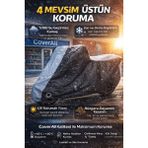Coverall Yamaha Xmax 300 Tech Max Uyumlu Motosiklet Brandası, Motor Örtüsü (Gri-Siyah) - Arka Çanta Uyumlu