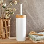 COVEREST Bambu Görünümlü Ahşap Desen Tuvalet Fırçası Seti (BANYO - MUTFAK - TUVALET - BALKON) (BEYAZ, FIRÇA)