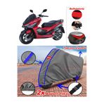 CoverPlus Mavi Dikişli Gri Sym Jet X 125 Branda Topcase Arka Çanta Uyumlu Motor Brandası