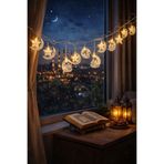 CoverZone 10 Lu 2 Metre Fişli LED Ramazan Temalı Şeffaf Süs Dekorasyon Sarı Işık Aydınlatma Oda Balkon Süsleme