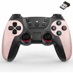 Coverzone 2.4G Kablosuz Gamepad PC Uyumlu Joystick Wireless Oyun Kolu Kişiselleştirilmiş Düğme, Hassas Trigger Kaymaz Tasarım G2.4G (Pembe)