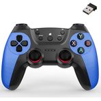 Coverzone 2.4G Kablosuz Gamepad PC Uyumlu Pilli Joystick Wireless Oyun Kolu Kişiselleştirilmiş Düğme, Hassas Trigger Kaymaz Tasarım G2.4G (Koyu Mavi)