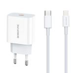 Coverzone 20W PD Type-C Hızlı Şarj Adaptörü iPhone 12 13 14 Uyumlu – Akıllı Güç Dağıtımı, Aşırı Akım Koruma, Kompakt Tasarım, Ev ve Ofis Uygun Şarj Başlığı USB C - Lightning Kablo | BA38APlus