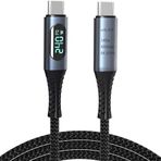 Coverzone 240W USB 4.0 Kablosu, Led Ekranlı, Tunderbolt 40Gbps 8K@60Hz PD Tip C Kablosu, USB C - USB C Erkek - Erkek Kablo Kablosu Bilgisayar Type-C Laptop Pad Hub için 1 Metre ZR850
