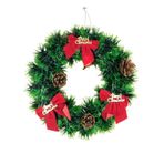 Coverzone 25cm Yılbaşı Kapı Çelengi – Kırmızı Kurdele ve Kozalak Süslemeli Noel Dekoru, Ev ve Ofis Duvar Süslemesi, Festive Christmas Wreath (25cm)