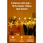 Coverzone 3 Metre Led Işık 10'Lu Deniz Yıldızı Işık Zinciri Dekoratif Fişli Aydınlatma Ev Dekorasyonu Süsleme