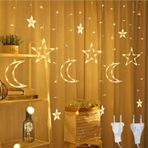 Coverzone 3 metre Led Işıklı 10'lu Ay Yıldız Işık Zinciri Dekoratif Aydınlatma Ev Dekorasyonu Süsleme Salon Oda Merdiven Balkon için Yılbaşı Eğlence Doğum Günlerine Özel Aydınlatma