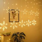 Coverzone 3 metre Led Işıklı 10'lu Kar Tanesi ve Yıldız Işık Zinciri Dekoratif Fişli Aydınlatma Ev Dekorasyonu Süsleme Salon Oda Merdiven Balkon için Yılbaşı Eğlence Doğum Günlerine Özel Aydınlatma
