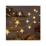 Coverzone 3 metre Led Işıklı 20'li Yıldız Işık Zinciri Dekoratif Pilli Aydınlatma Ev Dekorasyonu Süsleme Salon Oda Merdiven Balkon Süslemeleri için Yılbaşı Eğlence Doğum Günlerine Özel Aydınlatma