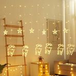CoverZone 3 Metre Sarı LED Işık 6 Geyik ve 6 Yıldız Işığı Fişli LED Ampül Çam Ağacı Balkon Merdiven Salon Yada Oda Süslemelerinde Kullanıma Uygun 220V Prizden Enerjisini Alır