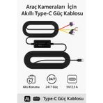 Coverzone 3 Metre Type-C Araba Hardwire Güç Kablosu 12/24V-5V Dönüştürücü Park Modu Destekli