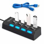 Coverzone 4 Port USB 3.0 & 2.0 Hub Çoğaltıcı Switch Splitter, 50 cm Kablo Uzunluğu, USB 3.0 5 Gbps Hız, Siyah, Port Açma/Kapama Anahtarı, MacBook, Ultrabook Uyumlu