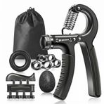 Coverzone 5 Parça El Kol Bilek Güçlendirici Set | Ayarlanabilir 5-60 kg El Yayı, Parmak Direnç Bandı, Stres Topu, Silikon Kavrama Halkası ve Parmak Egzersiz Aparatı, Siyah, GRP01