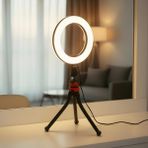 Coverzone 6 inç LED Makyaj Işığı, Ahtapot Kollu Standlı, Güzellik Işığı, 3 Renk Modlu, Ayarlanabilir Parlaklık, USB Güçlü, Ring Light Canlı Yayın, Video Çekim, Fotoğraf ve İçerik, AHT6, Siyah