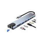 Coverzone 8 İn 1 Type C To 2 Port Usb 3.0 2 Sd Micro Kart Hdmı Rj45 2Pd Type C Çevirici Macbook Notebook Zr38