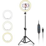 Coverzone 8 inch Youtuber LED Işıklı Halka Telefon Tutuculu 8 inch 20.5 cm Selfie/Yayıncı/Makyaj Işığı 210 cm Tripod F08