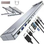 Coverzone 8In1 Usb-C Laptop Taşınabilir Folding Notebook Stand, Entegre Çoklu Port Hub, Hdmi 4K, Usb 3.0, Pd 100W Şarj Destekli Ayarlanabilir 11 I