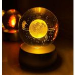 Coverzone Ahşap Standlı Cam Küre Işıklı Göz Yormayan Gezegen Satürn Motifli Masaüstü Aydınlatma Gece Lambası Dekoratif Çocuk Odası Salon Yatak Odası Lamba 6cm x 6cm (Satürndeki Kız)